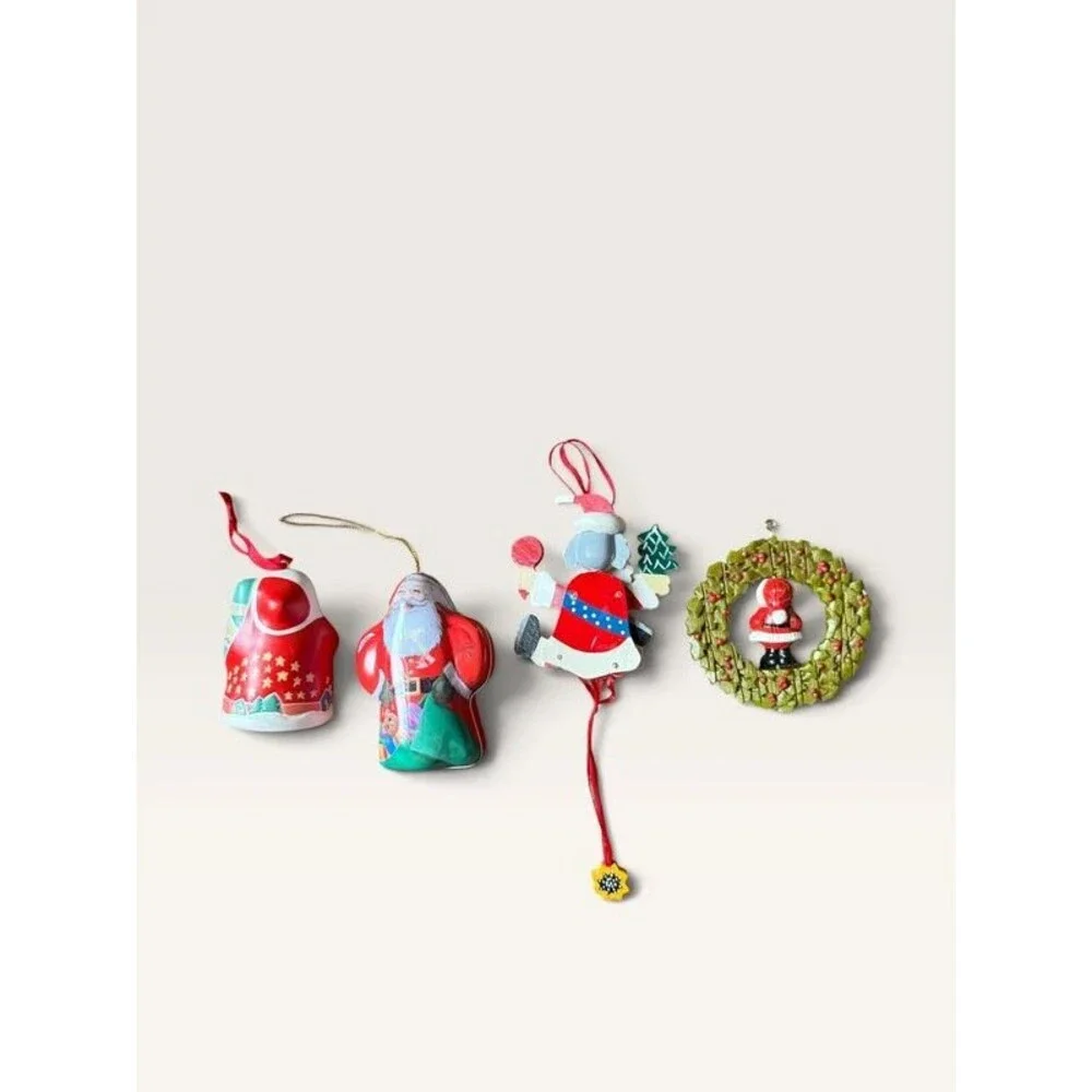 Vintage Assorted Santa Claus Holiday Ornaments Set of 4